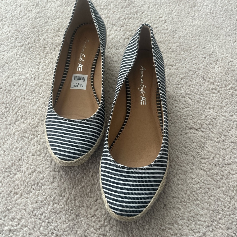 American Eagle Outfitters Black and White Striped Espadrilles